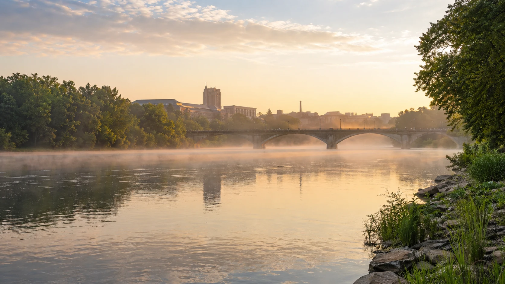 Wabash River through West Lafayette at sunrise