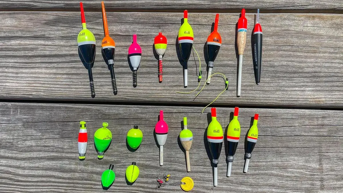 Collection of fishing bobbers and floats