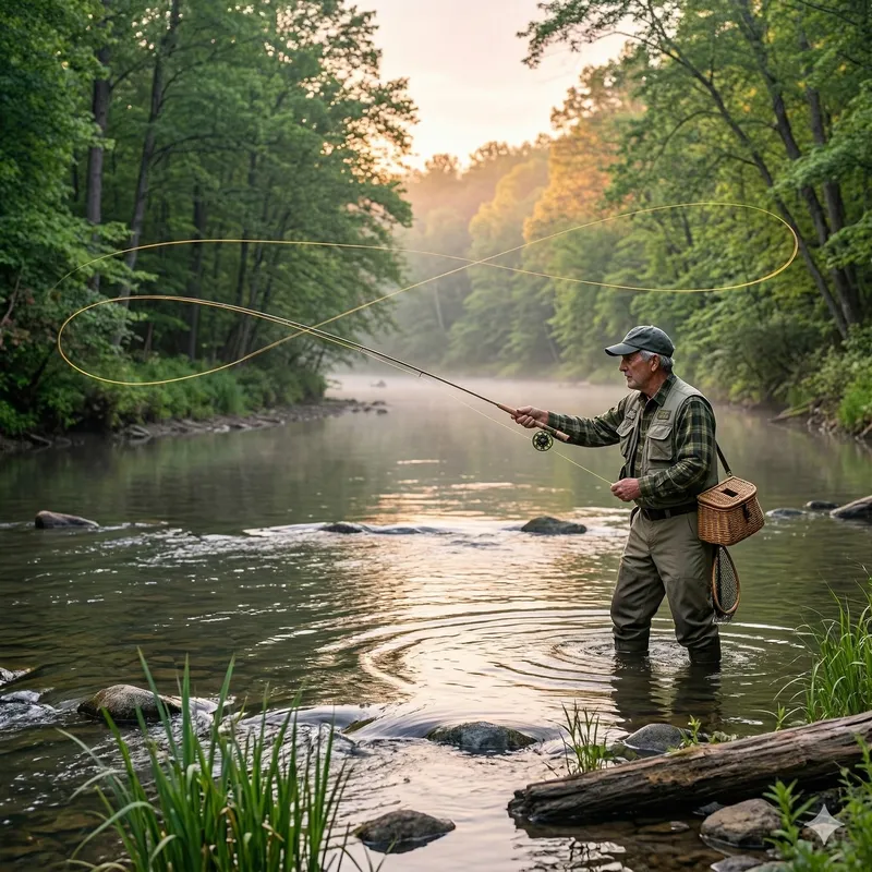 Fly fishing on an Indiana river