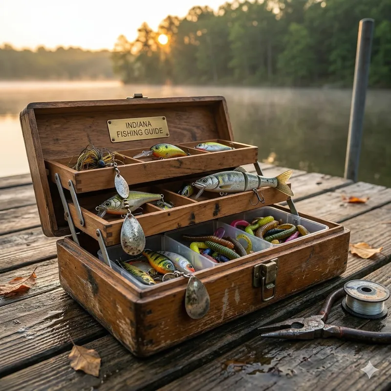 Fishing tackle box with lures and gear — Indiana bait and tackle shops